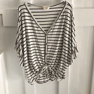 SOLD Black/white striped oversized knot T-shirt